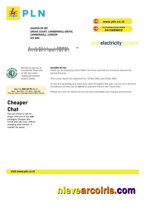 Indonesia PLN electricity business utility bill